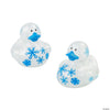 2" Blue & Silver Glitter Snowflake Rubber Duck