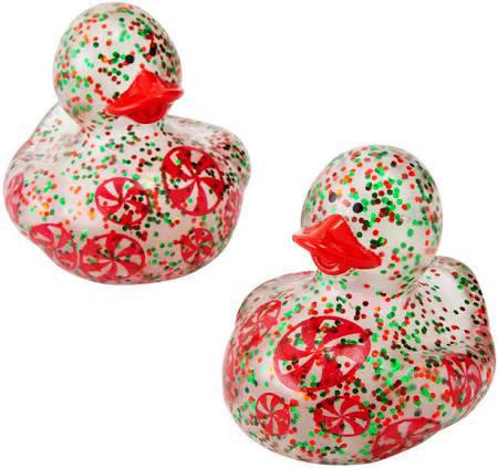 2" Christmas Glitter & Peppermint Rubber Duck