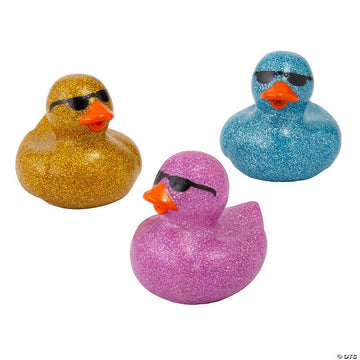 2" Sunglasses Glitter Rubber Duck
